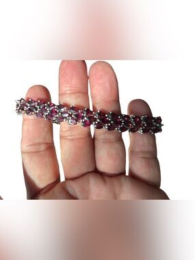 Sterling Silver Red Garnet Tennis Bracelet